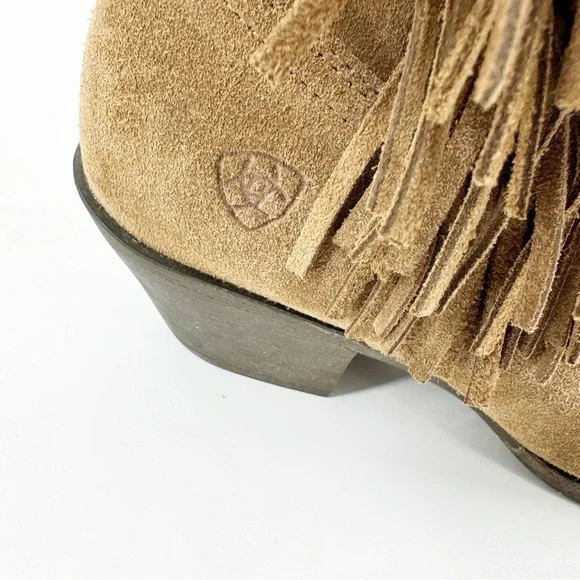 ✅ ARIAT BROWN Duchess LEATHER HEELED Western Boot SIZE 9.5 BRAIDED FRINGE - Picture 4 of 11